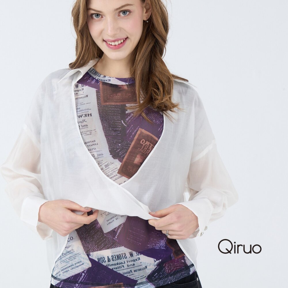 春夏專櫃白色透明罩衫7069A 長袖上衣 封面照片