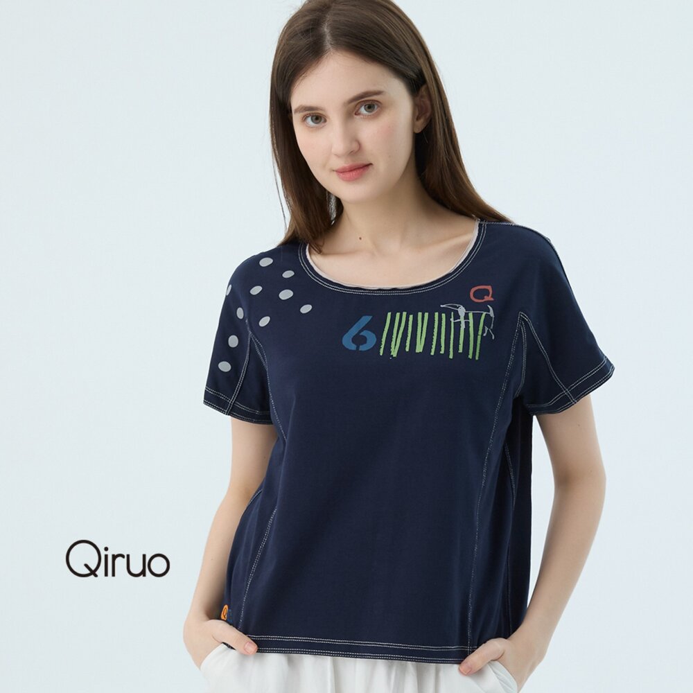 52387091A50-專櫃女裝藍色上衣7091A 舒適純棉T桖