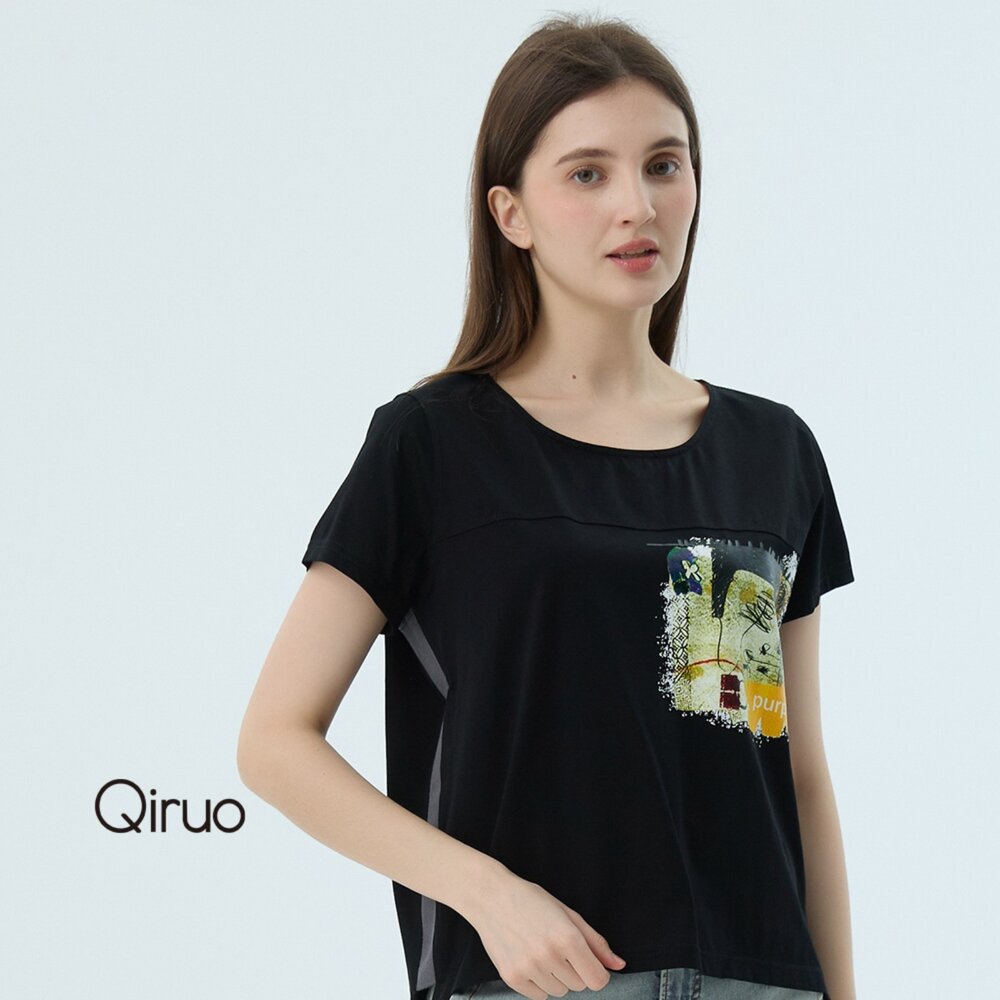 52387096A02-專櫃女裝黑色上衣7096A 舒適純棉T桖