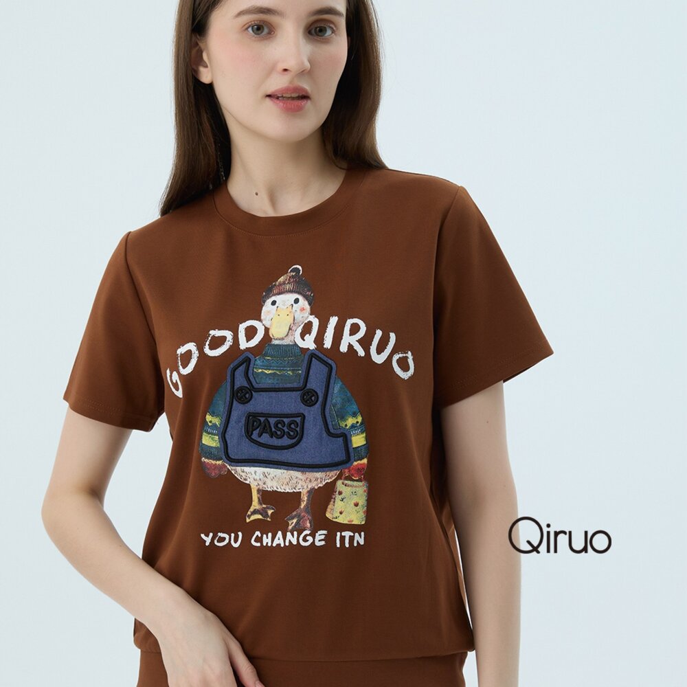 52387098A80-專櫃女裝咖啡色上衣7098A 舒適純棉T桖