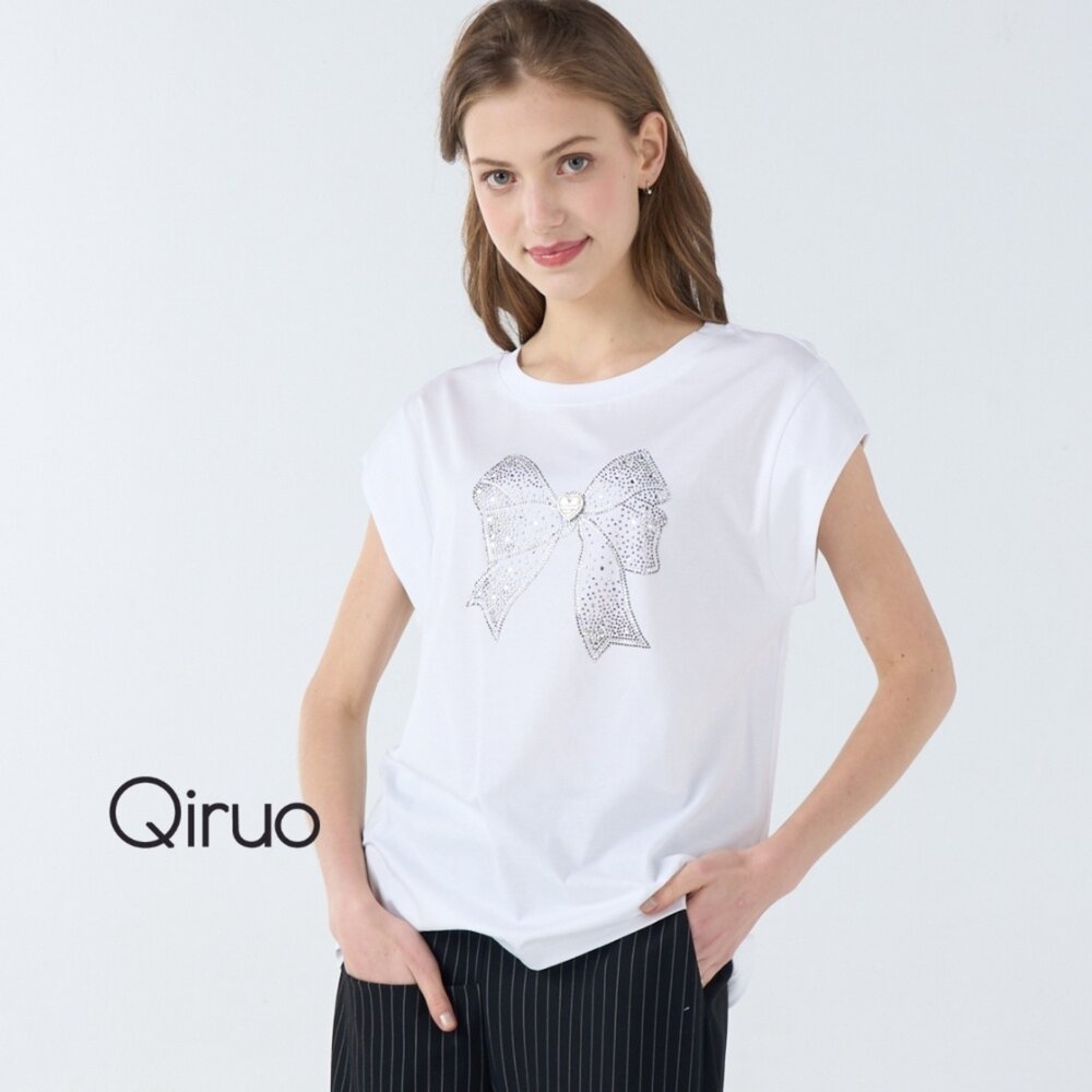 52387116A01-專櫃女裝白色上衣蝴蝶鑽7116A 純棉T桖