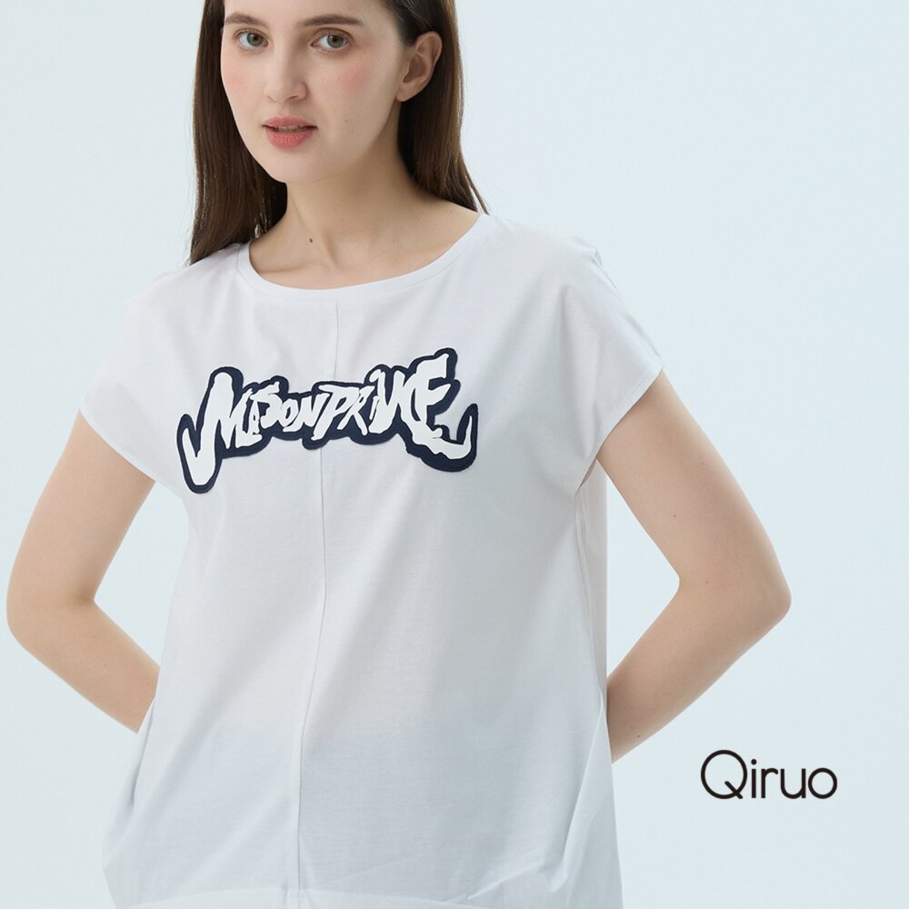 52387118A01-專櫃女裝白色上衣7118A 字母純棉T桖