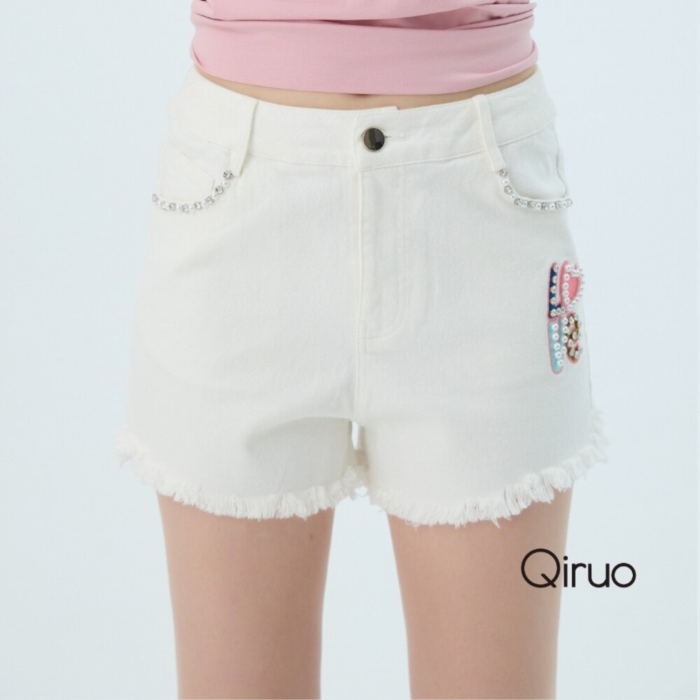 52387123C01-春夏專櫃白色休閒短褲7123C 短款涼夏必備