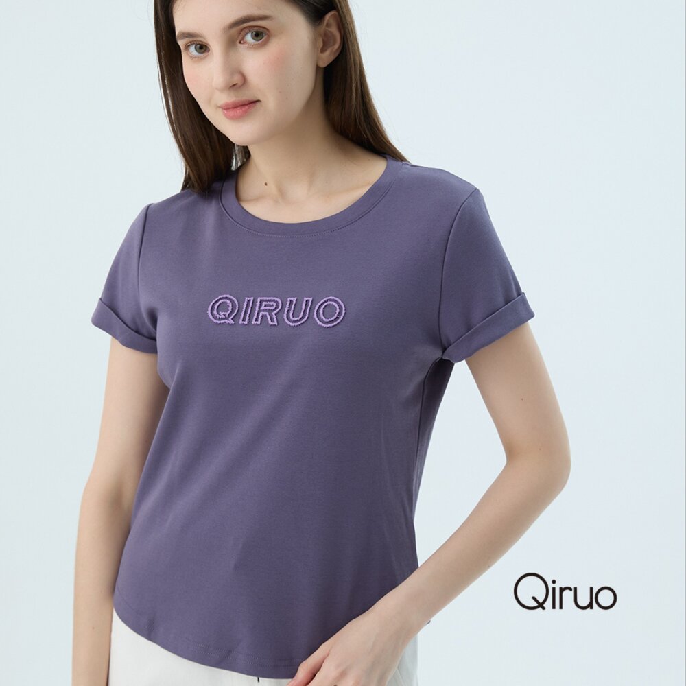 52387126A60-專櫃女裝紫色上衣7126A 字母純棉T桖