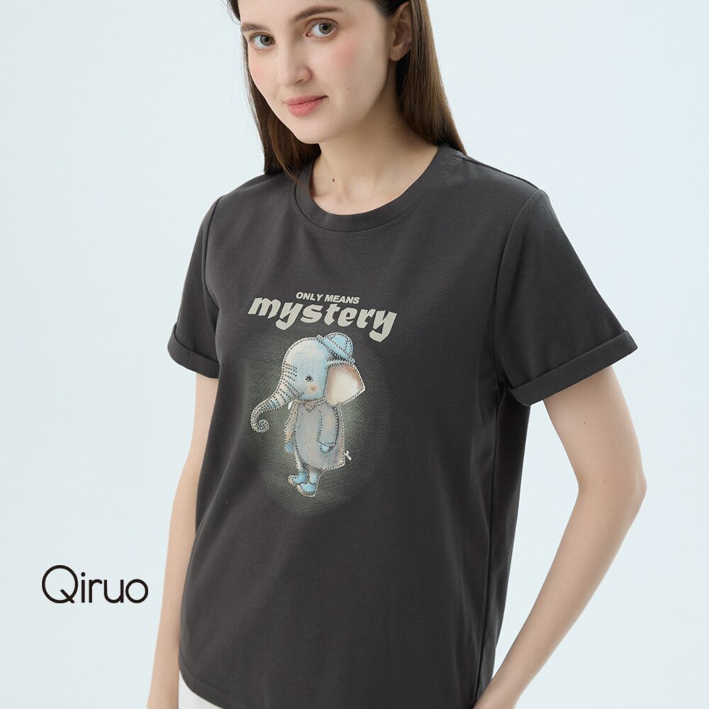 52387128A20-專櫃女裝深灰色上衣7128A 舒適純棉T桖