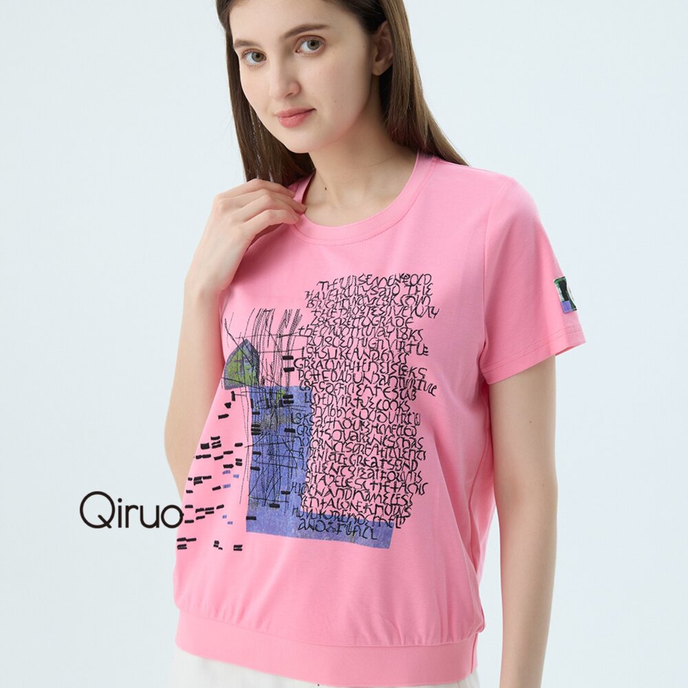 52387133A15-專櫃女裝粉紅色上衣7133A 舒適純棉T桖