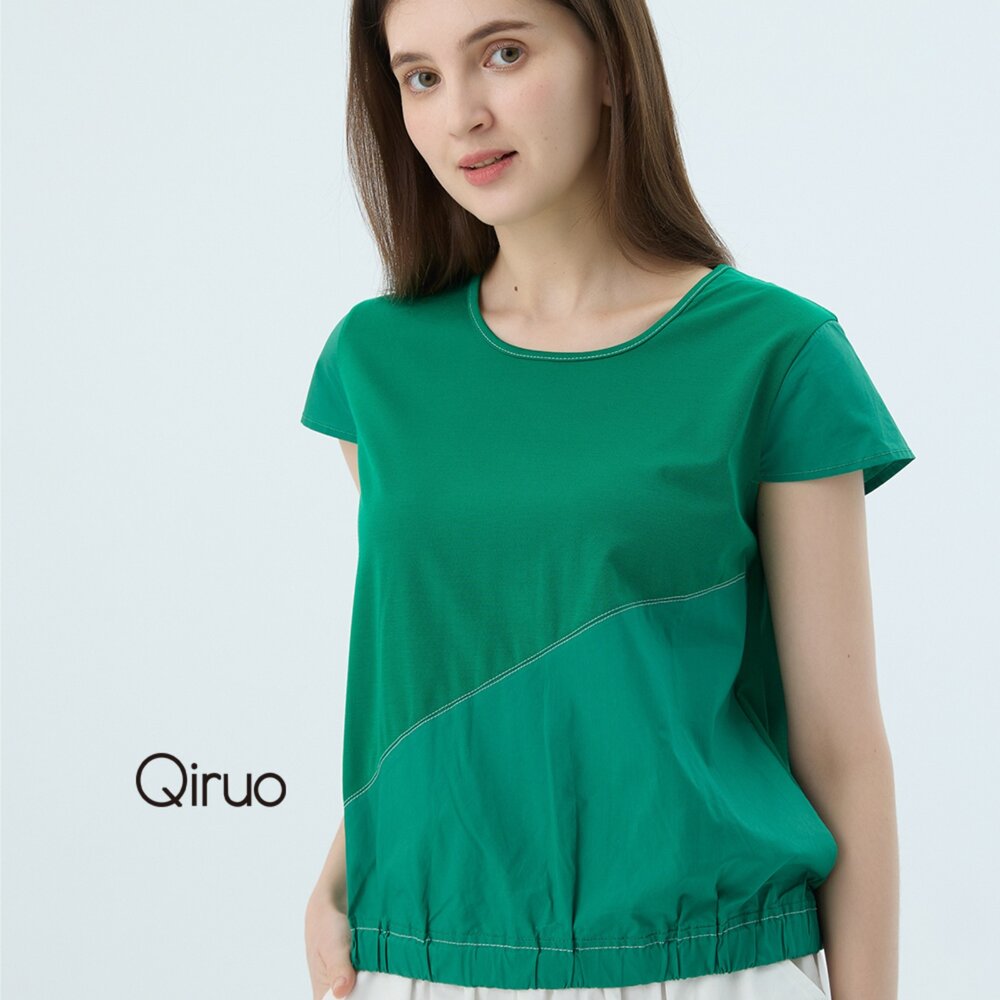 52387134A70-專櫃女裝雙綠色上衣7134A 舒適純棉T桖