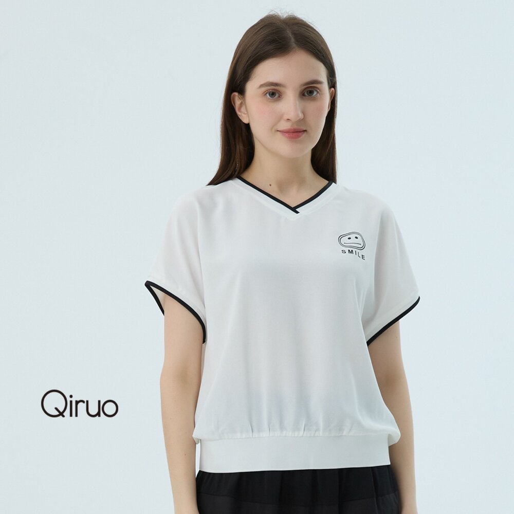 52387182A01-專櫃女裝白色上衣7182A 英文設計