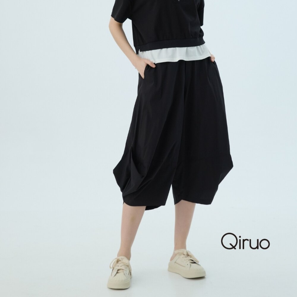 52387190C02-春夏專櫃黑色七分褲7190C澎澎造型褲