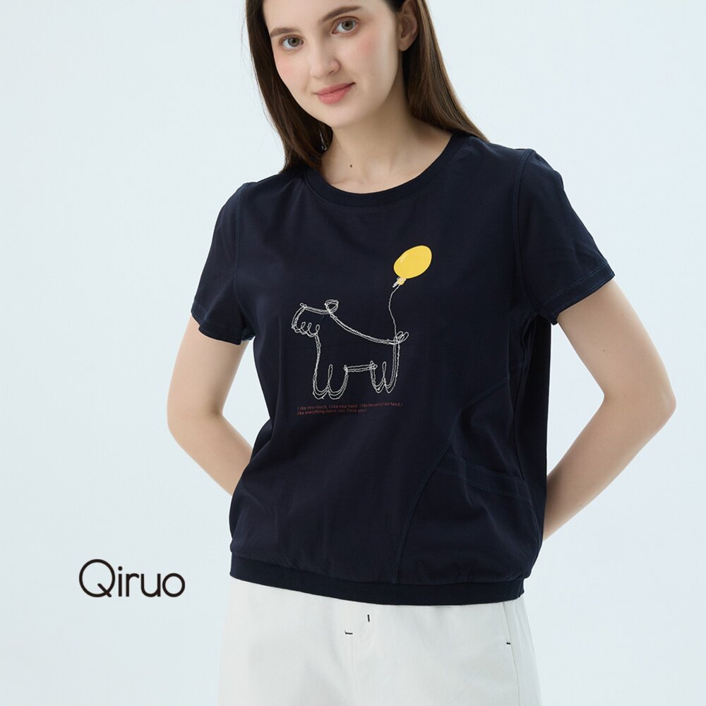 52387305A50-專櫃女裝藍色上衣7305A 舒適純棉T桖