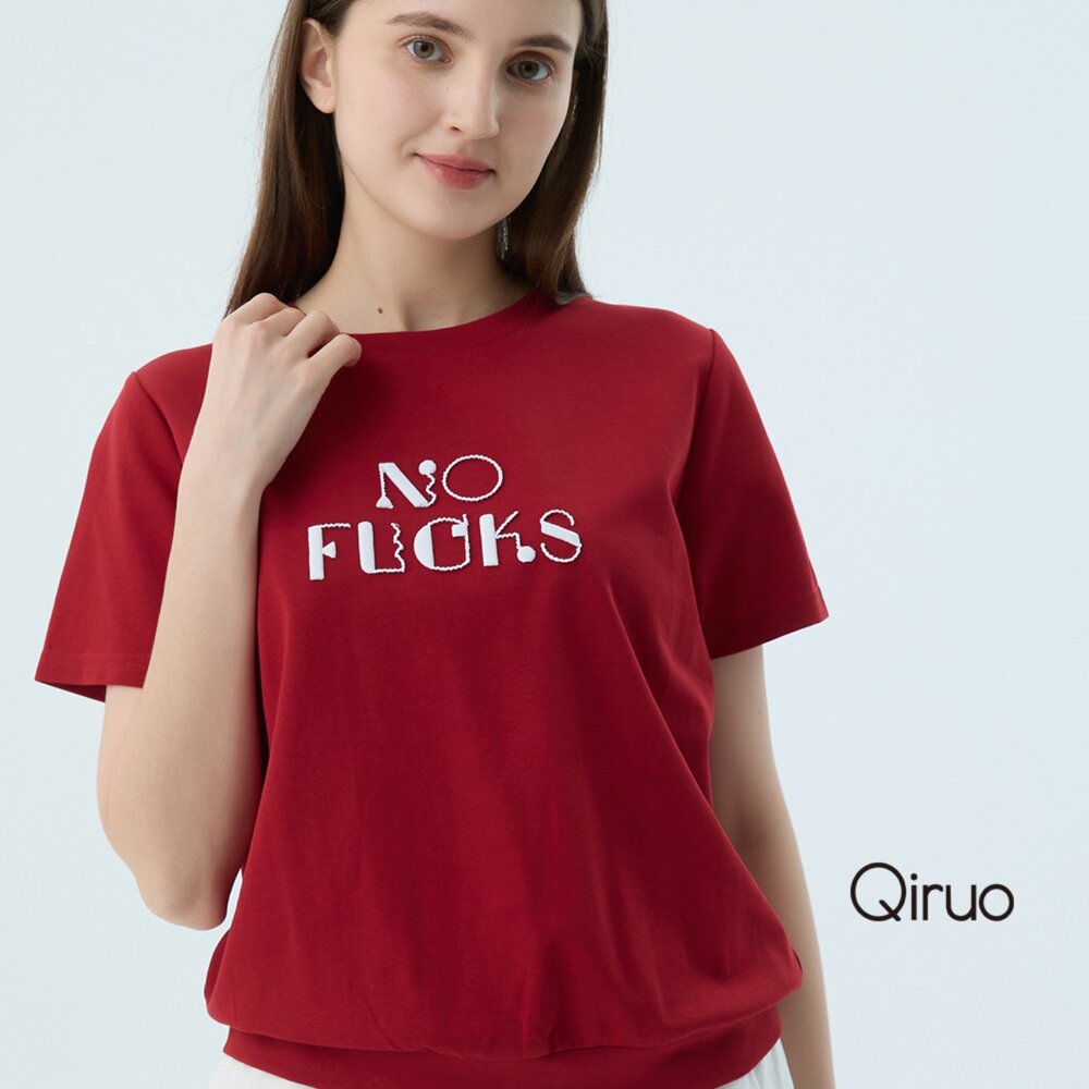 52387311A10-專櫃女裝紅色上衣7311A 英文T桖