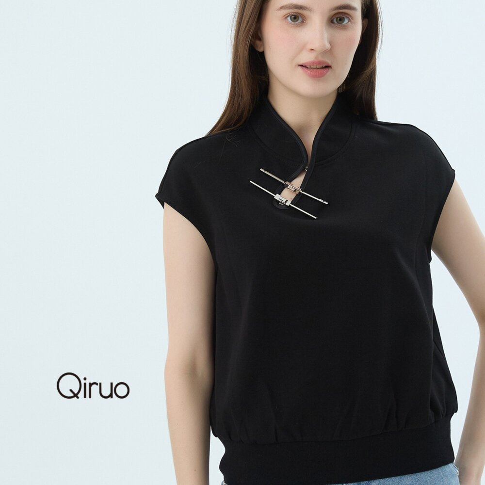 52387319A02-專櫃女裝黑色上衣7319A中國領