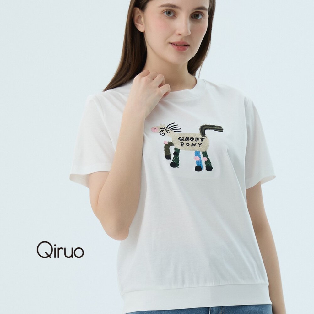 52387320A01-專櫃女裝白色上衣7320A 小毛驢設計T桖