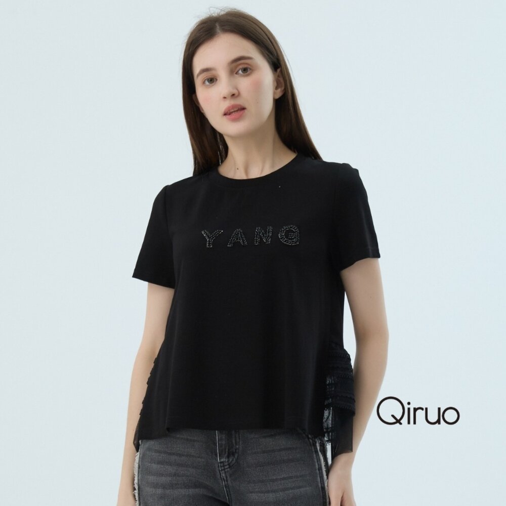 52387322A02-專櫃女裝黑色上衣7322A圓領傘裝