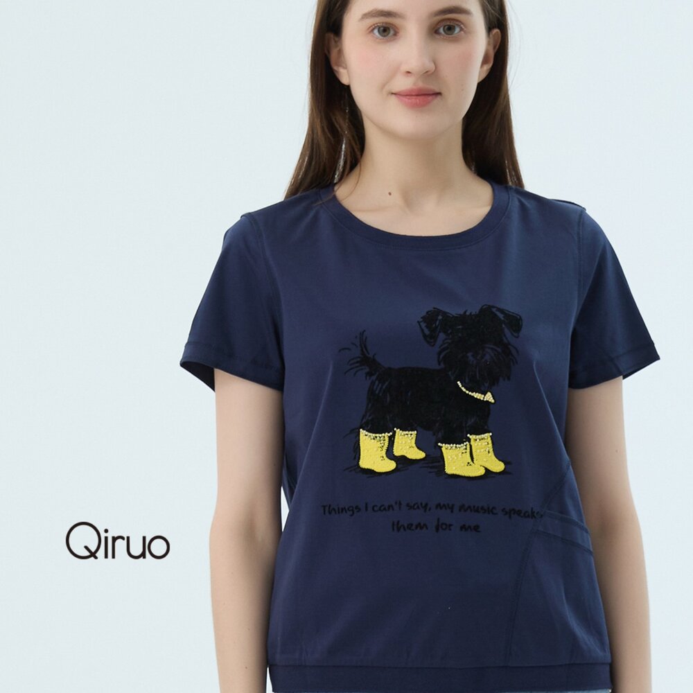 52387323A52-專櫃女裝藍色上衣7323A 舒適純棉T桖