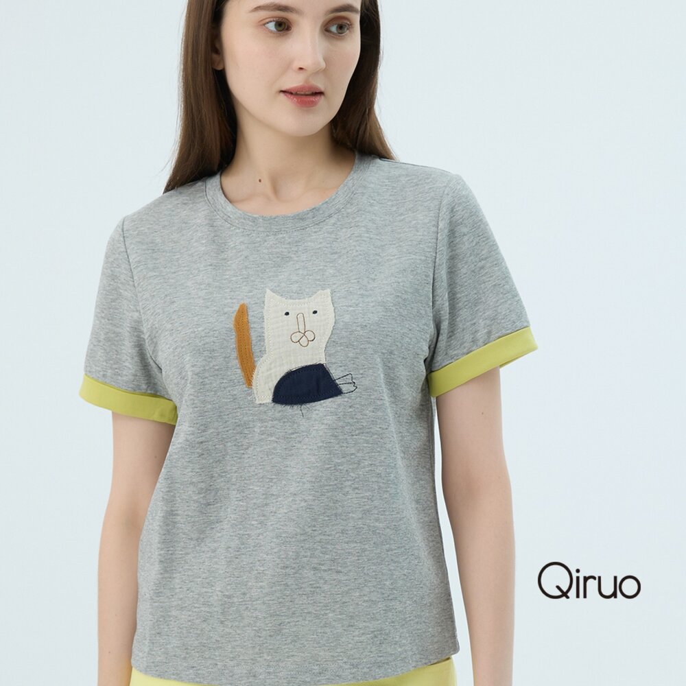 52387331A21-專櫃女裝淺灰色上衣7331A 舒適純棉T桖