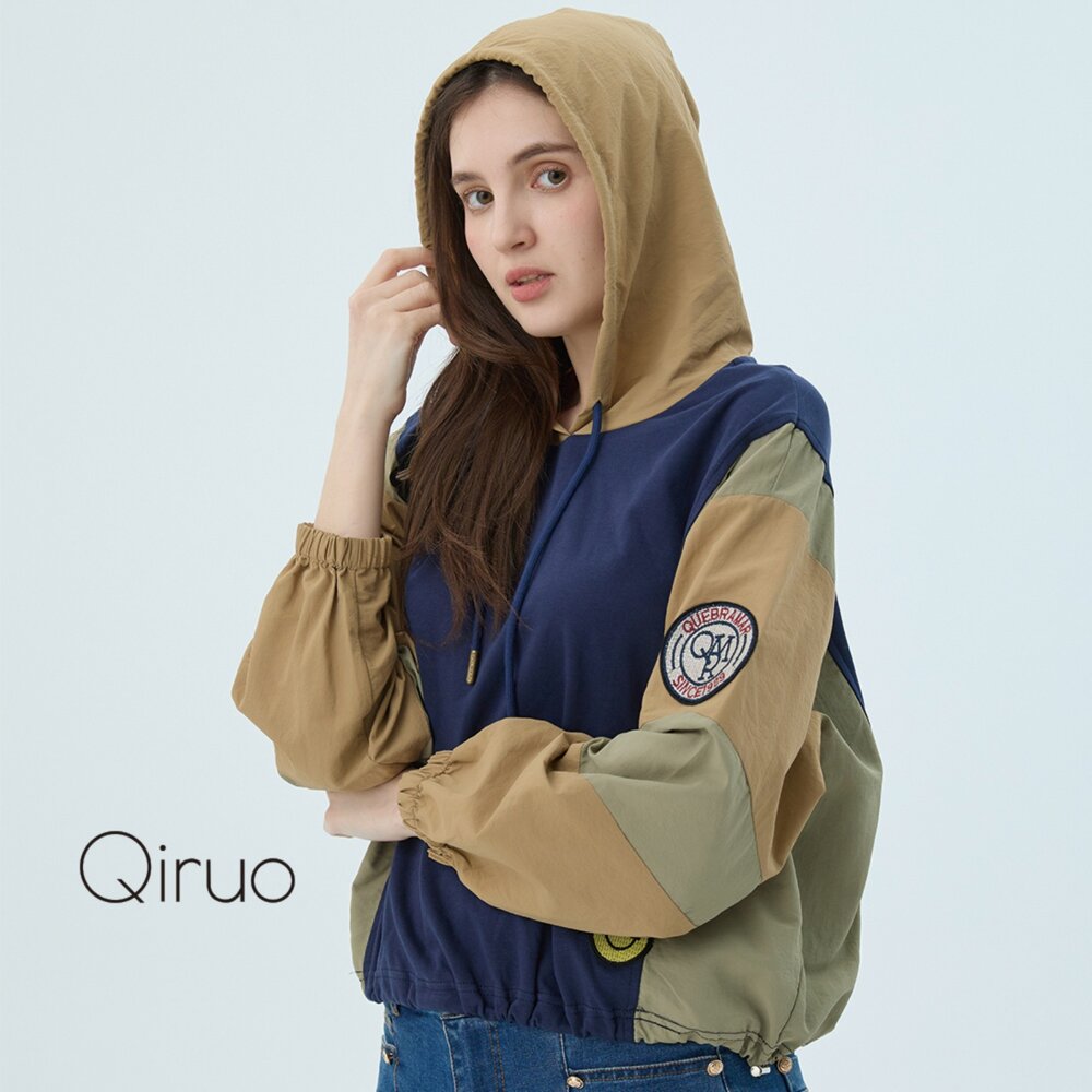 秋冬專櫃長袖藍黃色連帽上衣 2512A 休閒上衣 封面照片