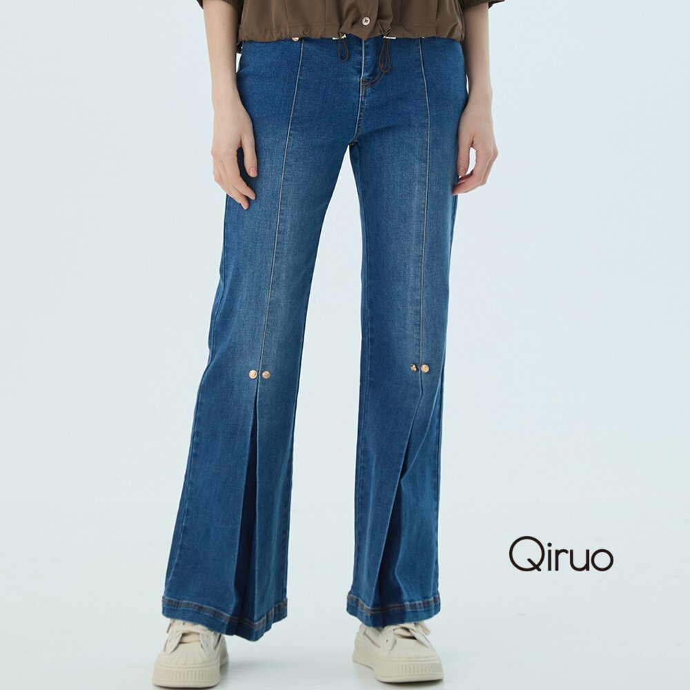 62372520C50-秋冬專櫃精品藍色牛仔褲2520C 喇叭褲設計
