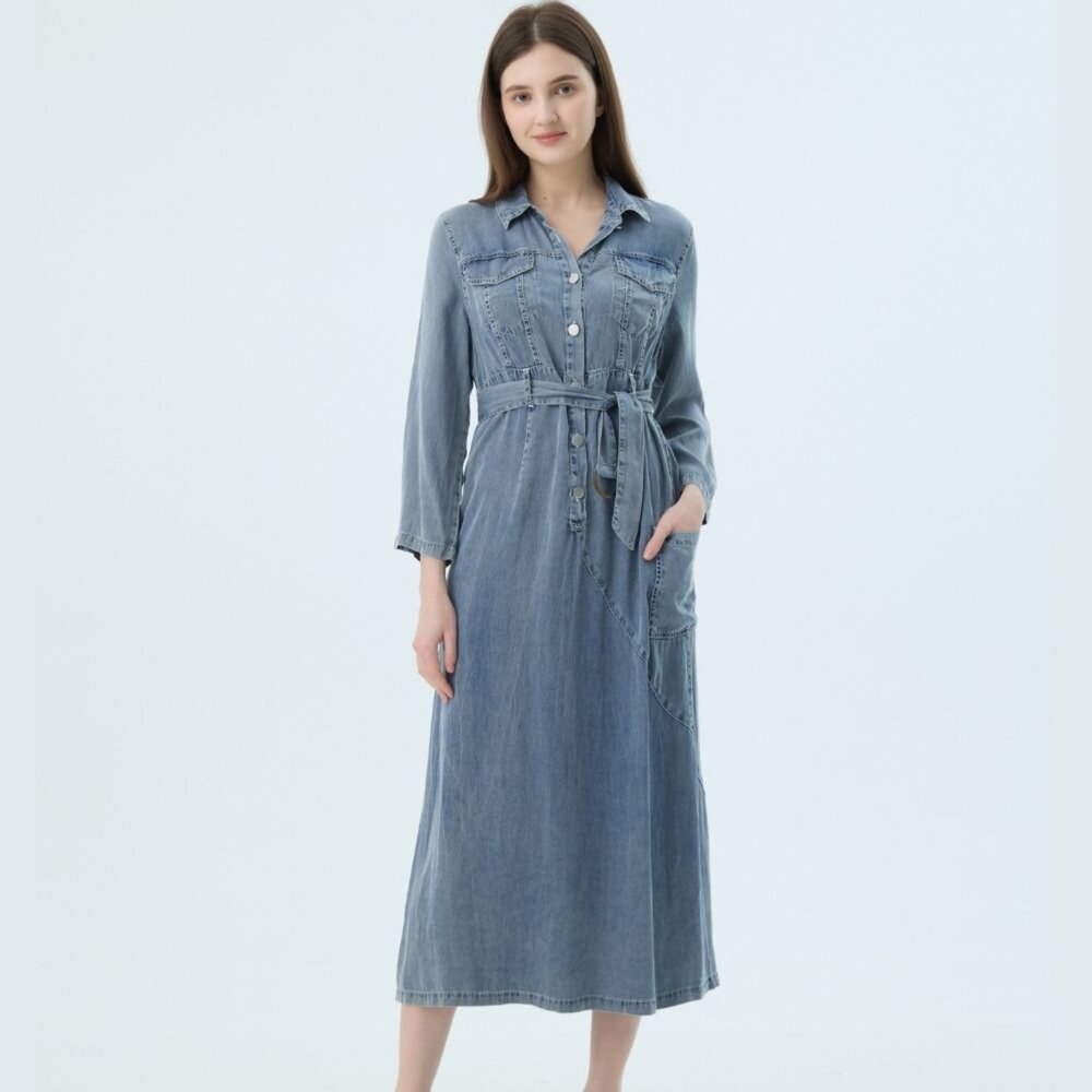 62372524F50-秋冬專櫃牛仔長袖洋裝2524F 休閒設計