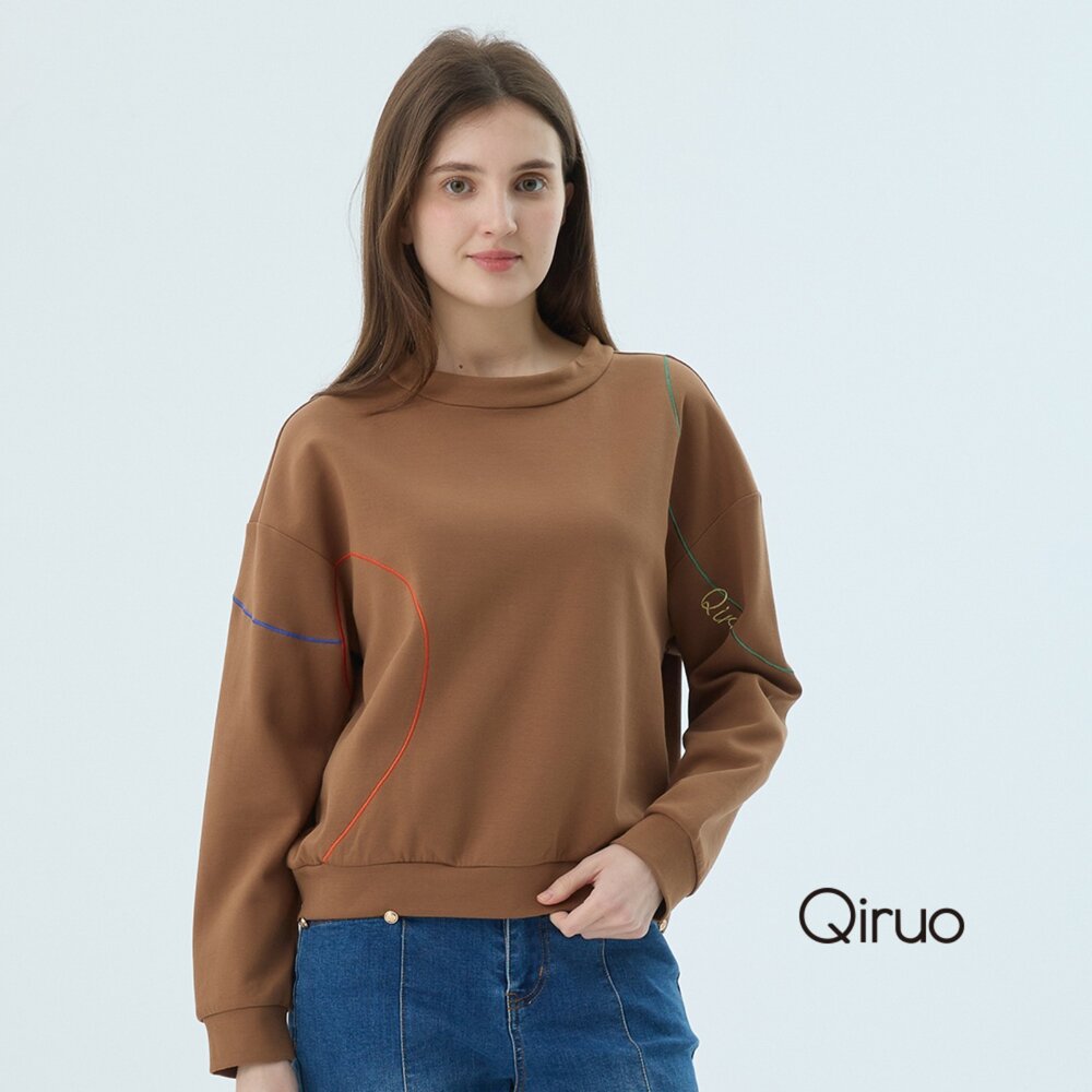 秋冬專櫃咖啡長袖上衣2542A 線條設計 封面照片