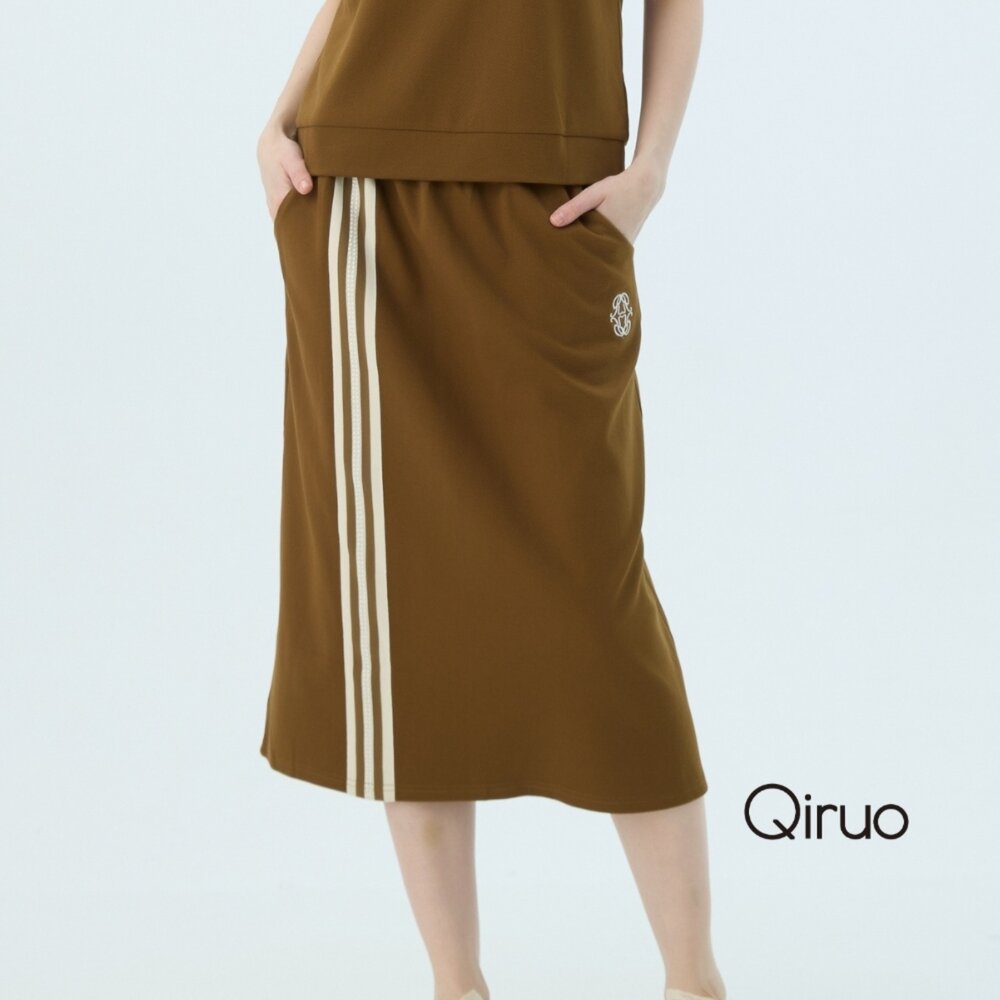 6238332B80-春秋專櫃咖啡色長裙7332B線條時髦款