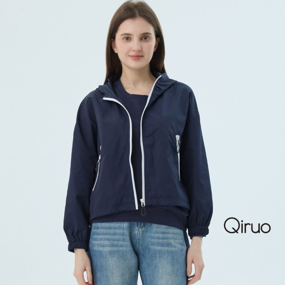 62387200E52-秋冬專櫃深藍色連帽外套7200E 夾克式拉鍊