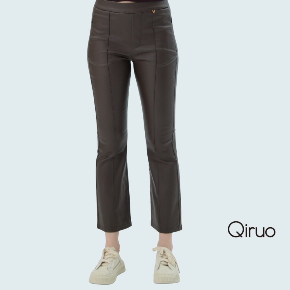 秋冬專櫃咖啡色合身皮褲7205C 小喇叭長褲 封面照片