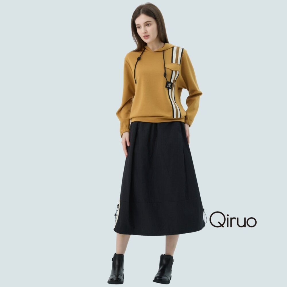 62387206B02-春夏專櫃黑色中長裙7206B時尚圓裙