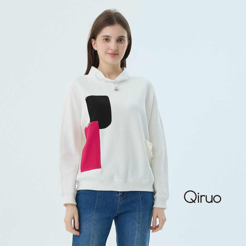 62387211A01-秋冬專櫃白色長袖上衣7211A立領設計