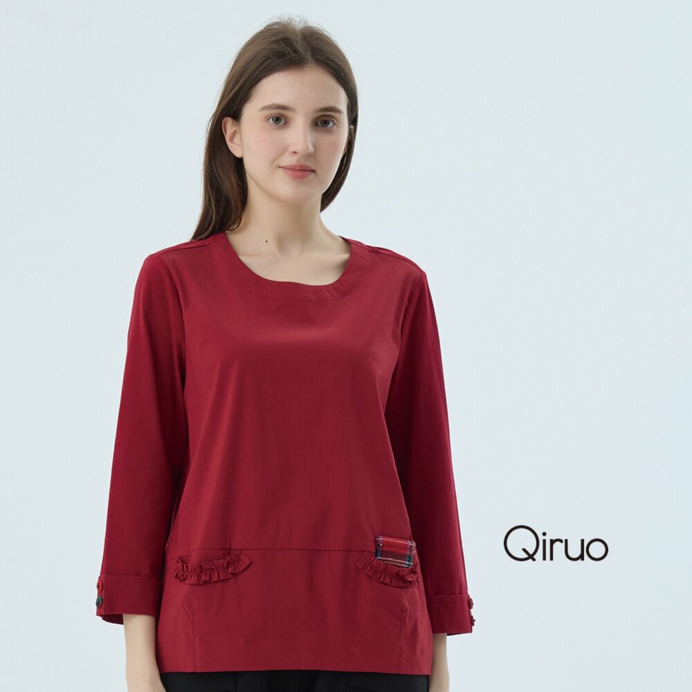 秋冬專櫃紅長袖上衣7212A 小口袋設計 封面照片
