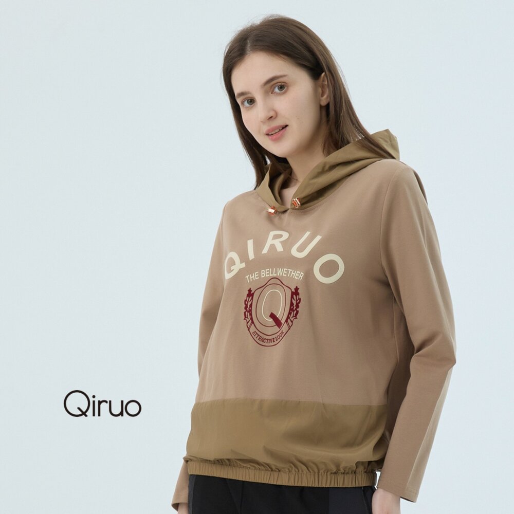 62387215A45-秋冬專櫃卡色長袖上衣7215A連帽設計