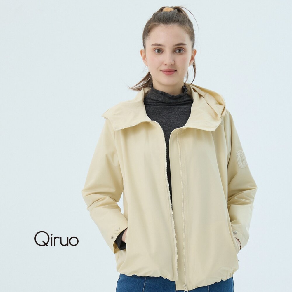 秋冬專櫃米色連帽外套7216E 夾克式拉鍊 封面照片