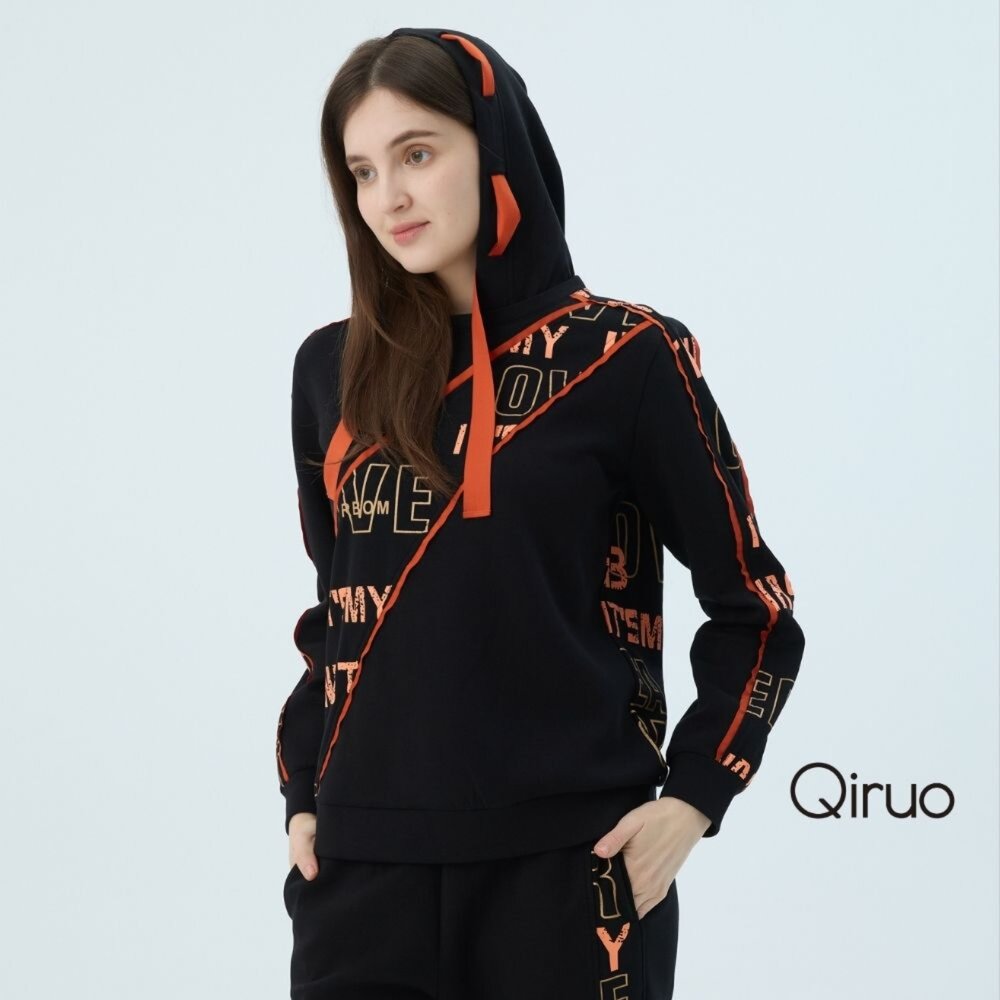 62387229A02-秋冬專櫃黑色連帽上衣7229A字母設計