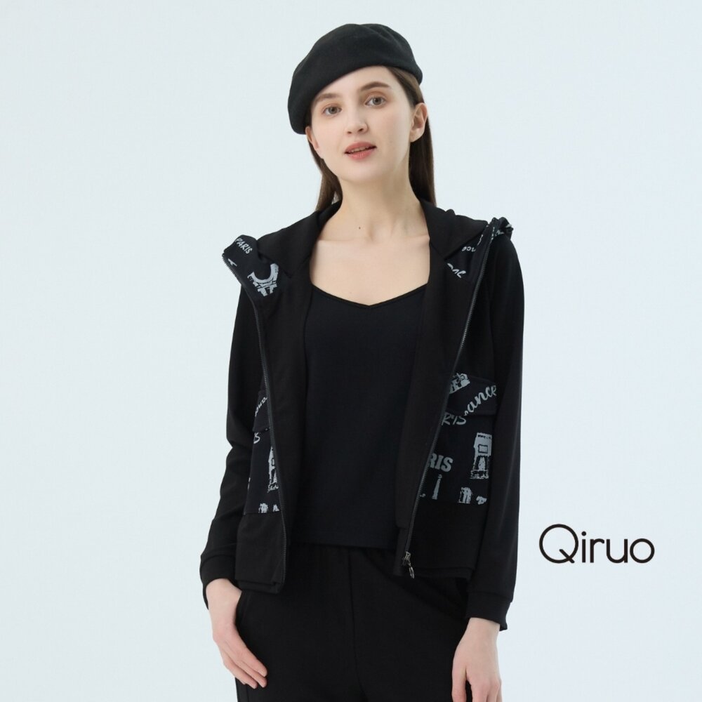 62387230E02-秋冬專櫃黑色連帽外套7230E 夾克式拉鍊