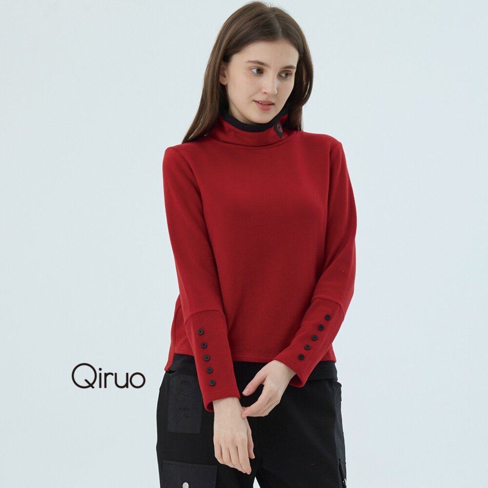 62387231A10-秋冬專櫃紅色長袖上衣7231A-10立領設計