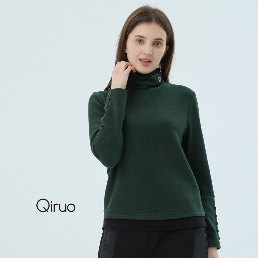 秋冬專櫃綠色長袖上衣7231A-70立領設計 封面照片