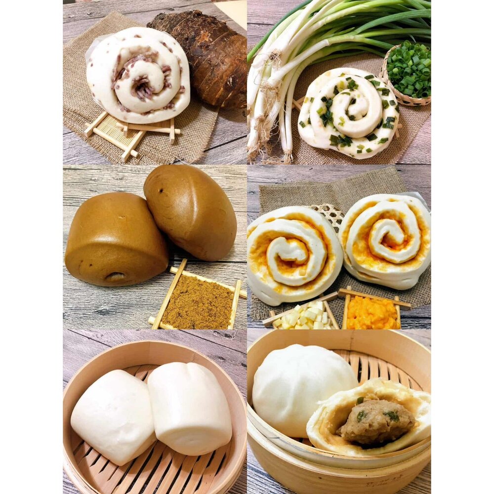 250815181356-手工老麵  牛奶饅頭 黑糖可可饅頭 辣味筍包(素)  高麗菜包 蔥花捲 芋頭捲 起士捲 鮮肉包 肉包 包子