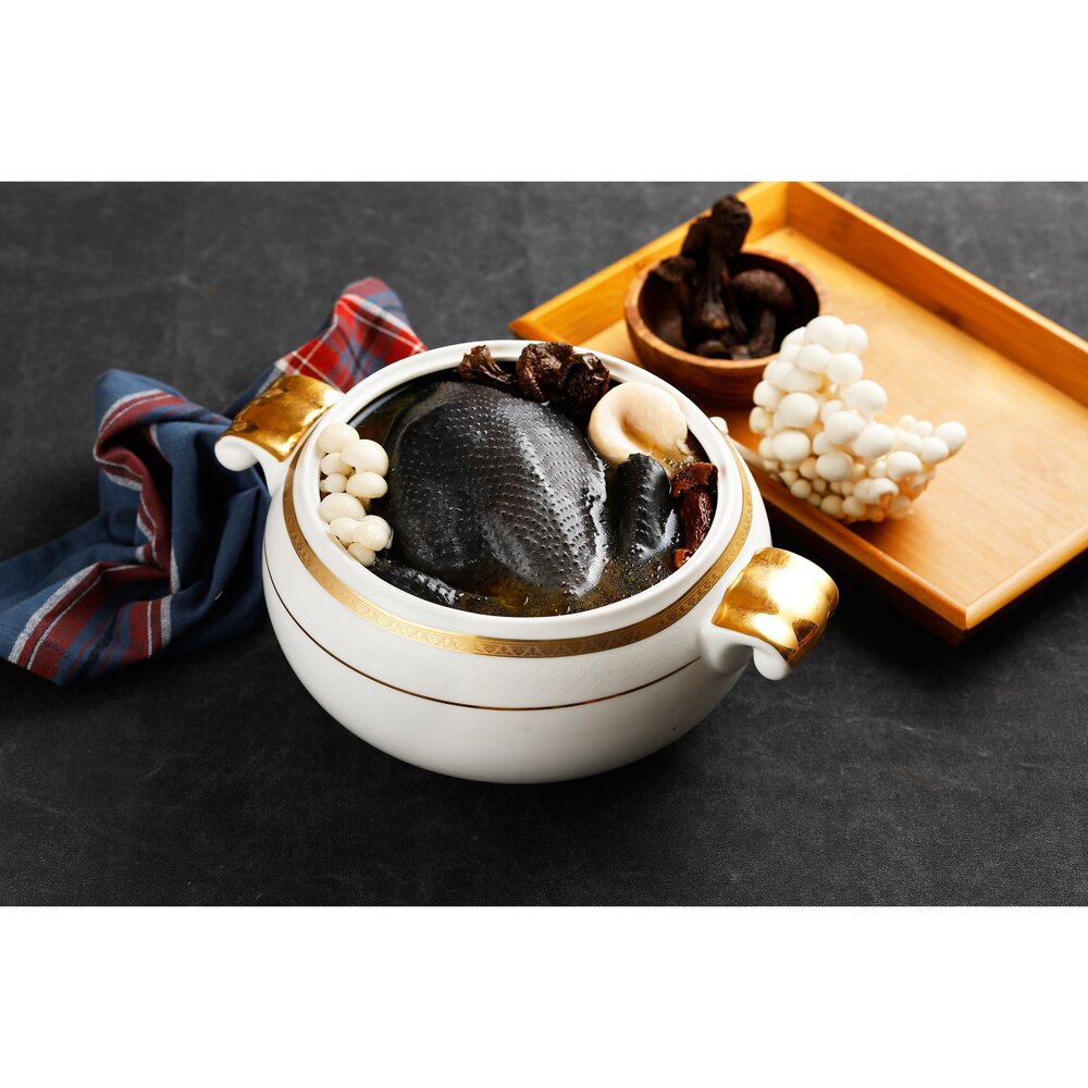 【禎祥食品】御膳姬松茸燉雞湯禮盒-烏骨全雞 3000g (常溫保存) 年菜 圍爐 餐宴 聚餐 過年 特殊節日 鍋物-圖片-3