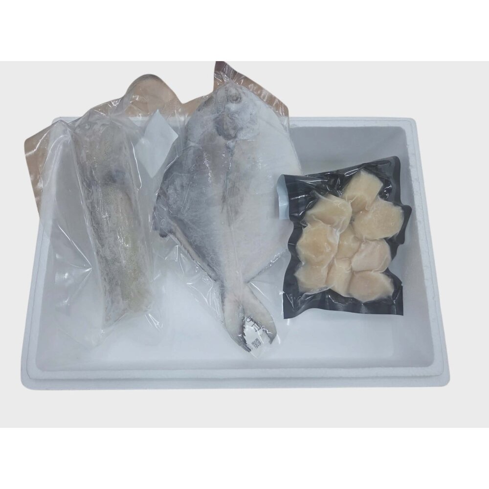 🧧【吉祥如意】頂級海鮮禮盒 — 富貴白鯧 鴻運大蝦 極品干貝 鮮甜軟絲 讓您的心意,大氣又鮮美!🌊 海中鮮-圖片-1