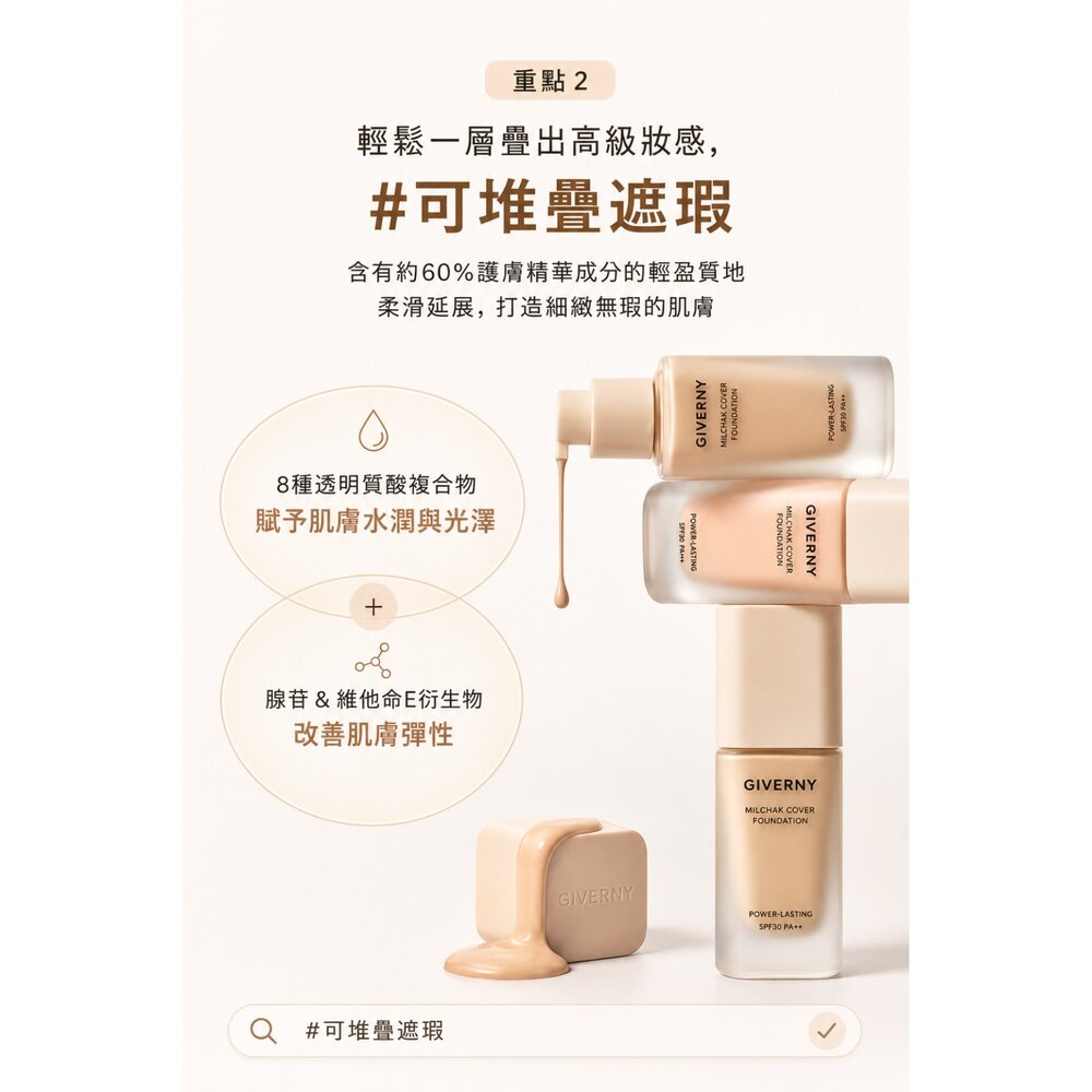 Giverny|代理授權 新包裝獨家販售|柔霧奶油肌持妝粉底液 持妝 光澤 柔霧定妝蜜粉餅-圖片-5