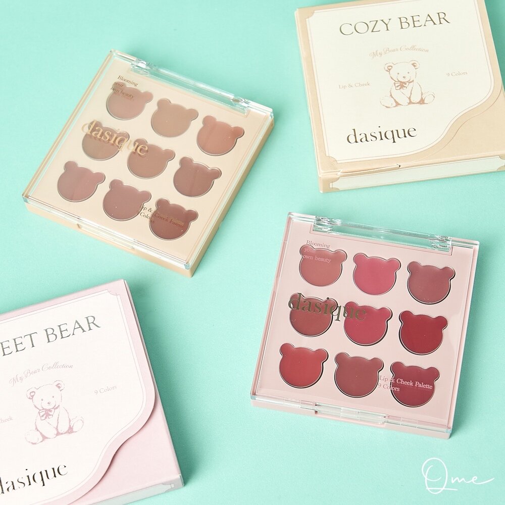 現貨|dasique|泰迪熊9色唇頰兩用盤 Souffle Color Pot 愛心唇頰膏 唇泥 罐裝唇釉 附唇刷 腮紅-圖片-1
