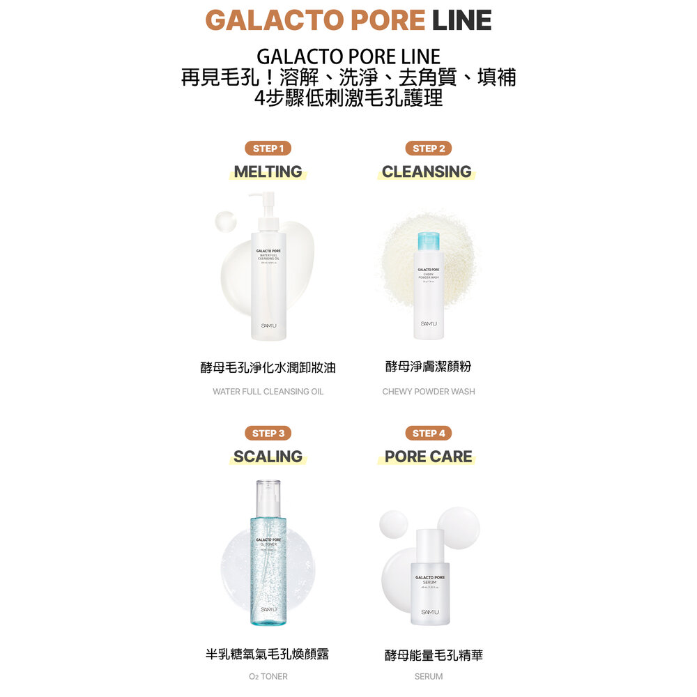 現貨|SAM'U|半乳糖毛孔系列|毛孔精華 氧氣毛孔煥顏露 卸妝油 潔顏粉 緊緻面霜 淨膚面膜|韓國代購-圖片-1