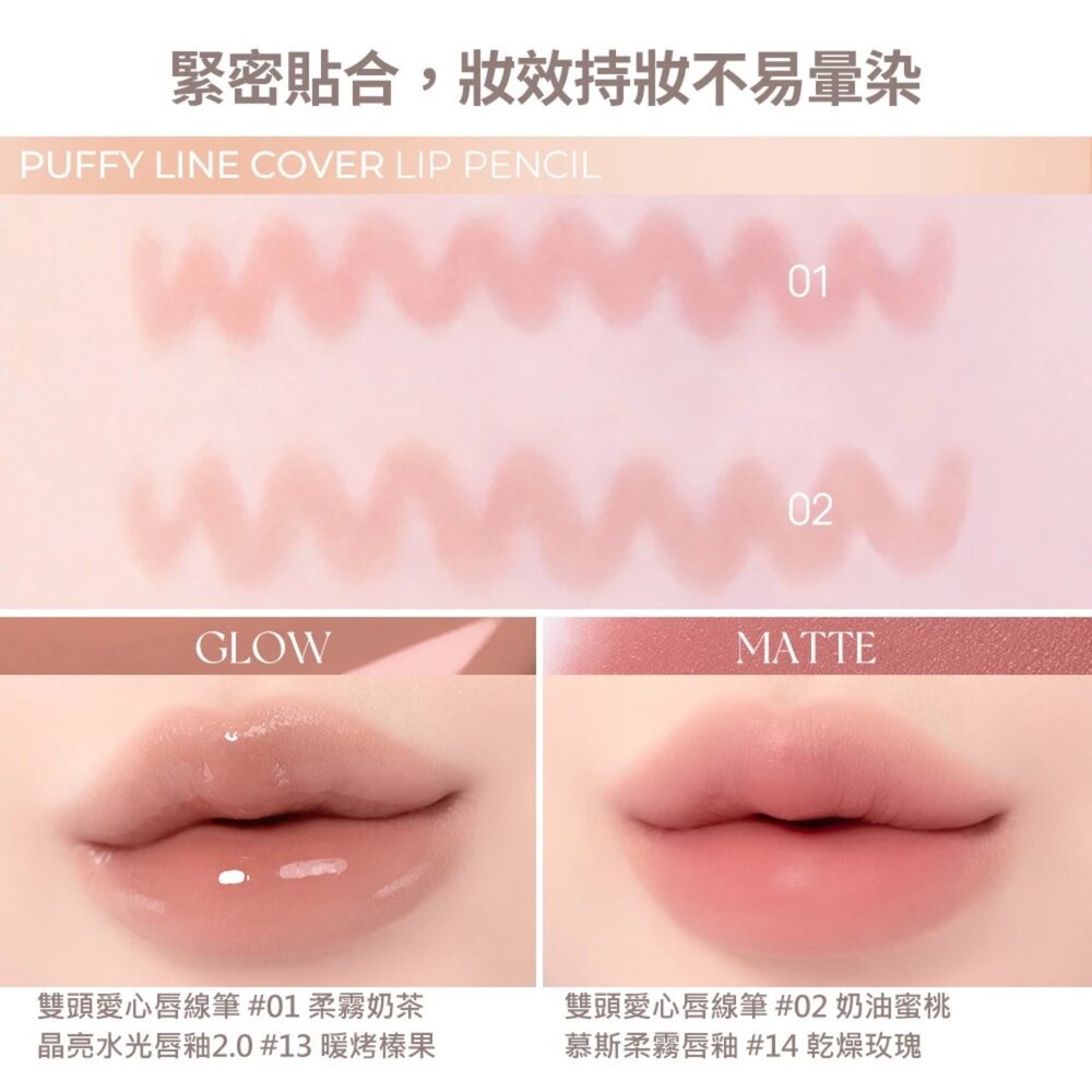 現貨|peripera|總代理授權|雙頭愛心唇線筆 自帶暈染唇刷-圖片-4