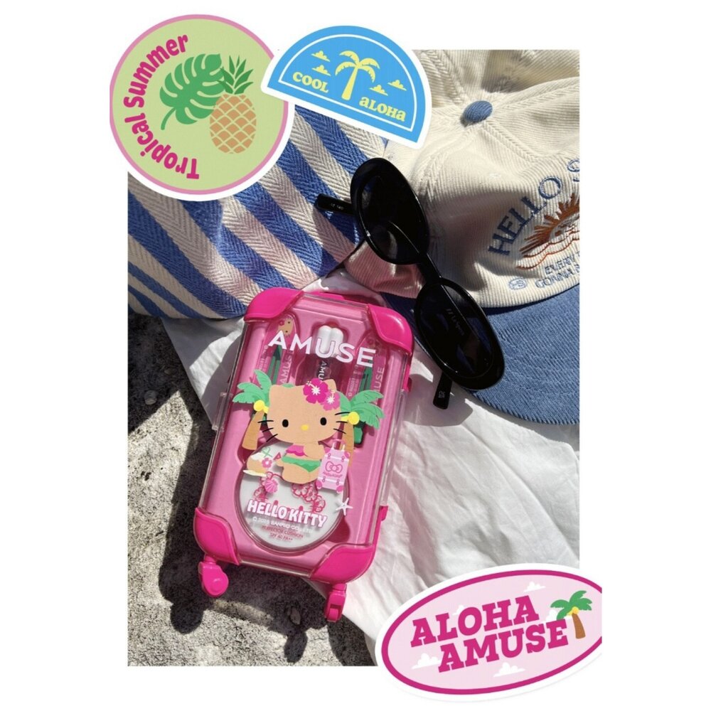 現貨|Amuse|HELLO KITTY 聯名款|小行李箱彩妝禮盒 氣墊 唇釉 唇頰兩用盤 吊飾 帆布袋|韓國代購-圖片-4