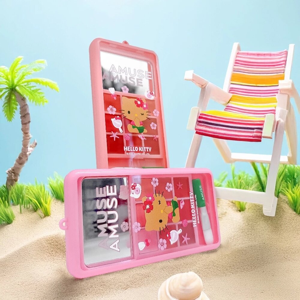 現貨|Amuse|HELLO KITTY 聯名款|小行李箱彩妝禮盒 氣墊 唇釉 唇頰兩用盤 吊飾 帆布袋|韓國代購-圖片-6