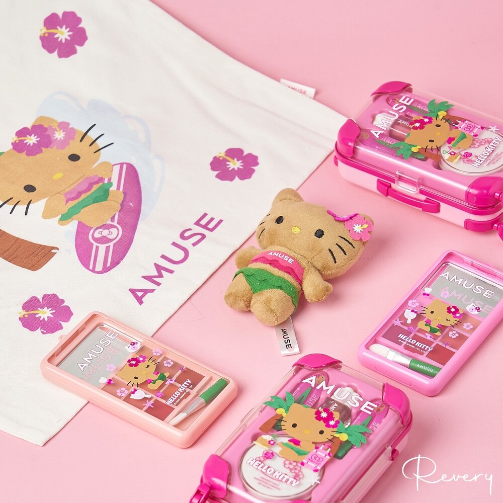 41560878526-現貨｜Amuse｜HELLO KITTY 聯名款｜小行李箱彩妝禮盒 氣墊 唇釉 唇頰兩用盤 吊飾 帆布袋｜韓國代購