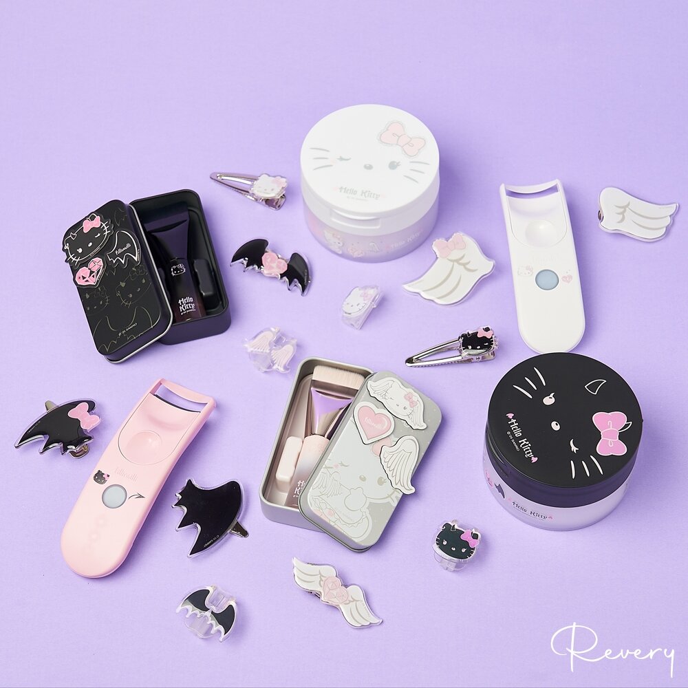 42362759617-斷貨出清｜fillimilli｜Hello Kitty聯名｜充電式燙睫毛器 底妝刷828 髮夾 護膚棉片盒化妝棉｜韓國代
