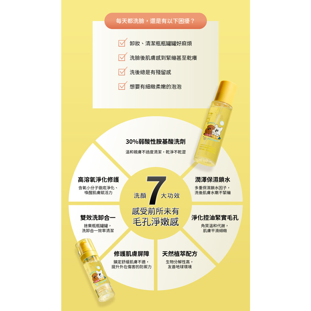 現貨|Beauty Player|快樂狗狗聯名款|O₂胺基酸高效修護洗面露 純棉極柔潔膚巾|韓國代購-圖片-7