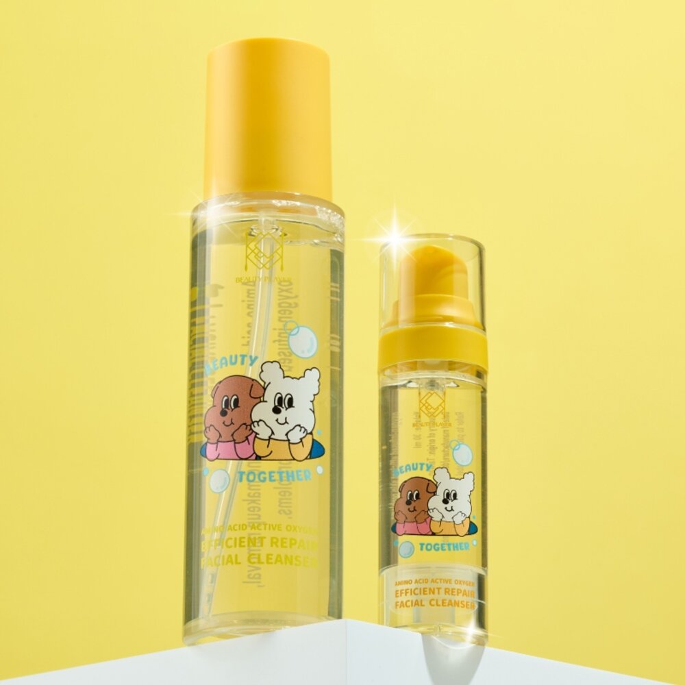 43000155735-現貨｜Beauty Player｜快樂狗狗聯名款｜O₂胺基酸高效修護洗面露 純棉極柔潔膚巾｜韓國代購