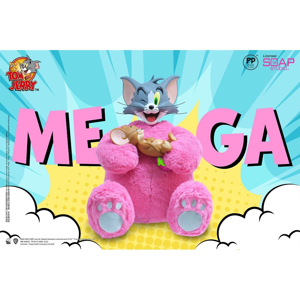 STPO-1300200-Soap Studio 【湯姆貓與傑利鼠 Tom & Jerry】 大型 泰迪熊 可動毛絨公仔 MEGA Figure Plush